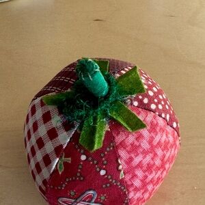 Handmade Red Patchwork Tomato Pin Cushion